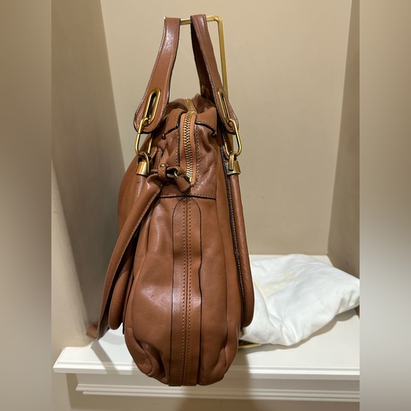 Chloe Paraty Large Brown With GOLD Calf Leather Satchel - Picture 7 of 12